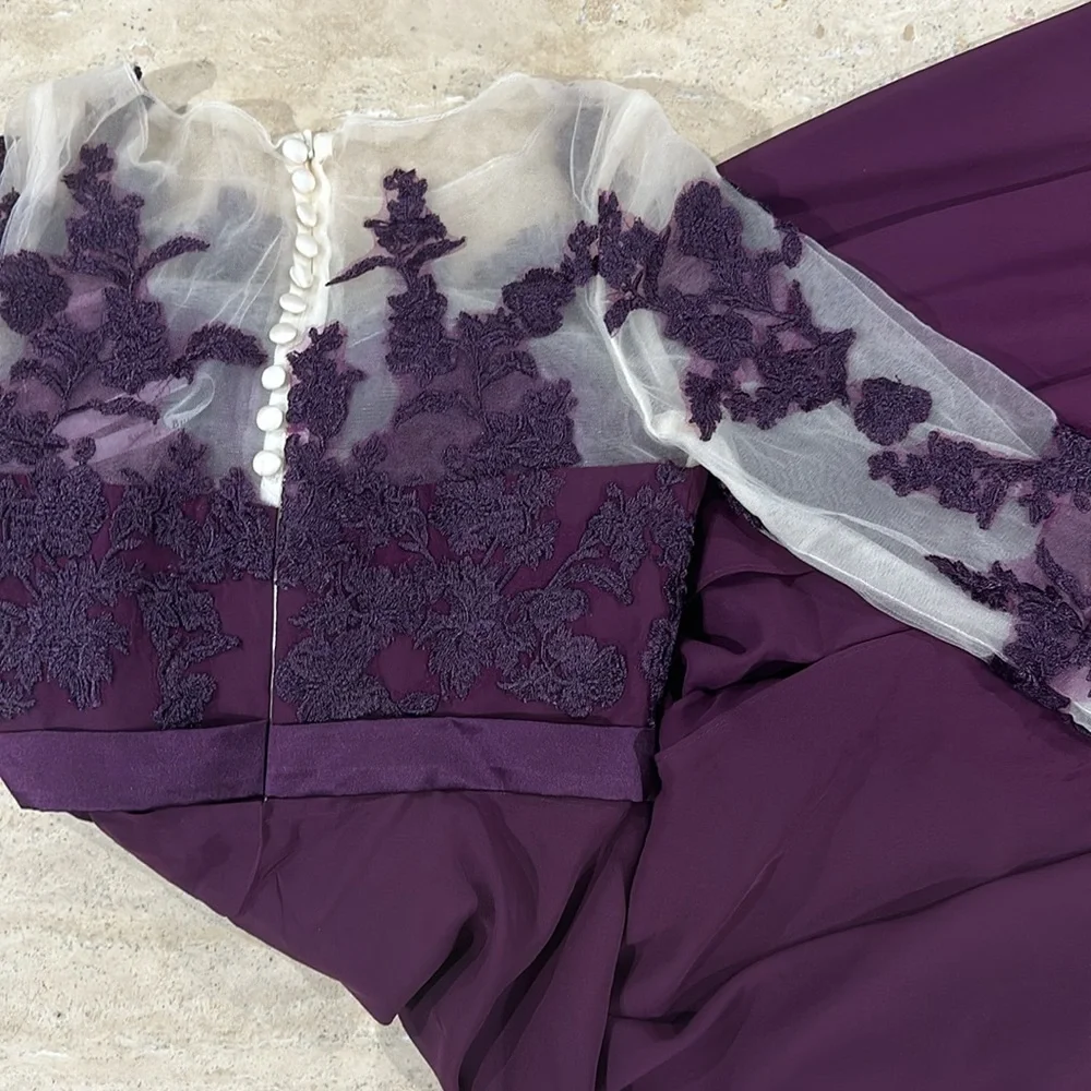 Chiffon‎ Jumpsuits Mother of The Bride Pant Suits Lace Appliques 3/4 NWT Size 4 - Picture 8 of 10